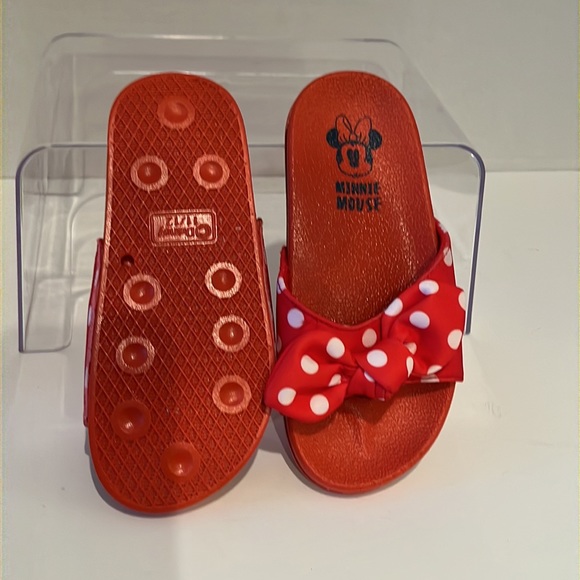 Disney Minnie Mouse Slides Red w/White Polka Dot Bow. 11/12 kids - Picture 4 of 6